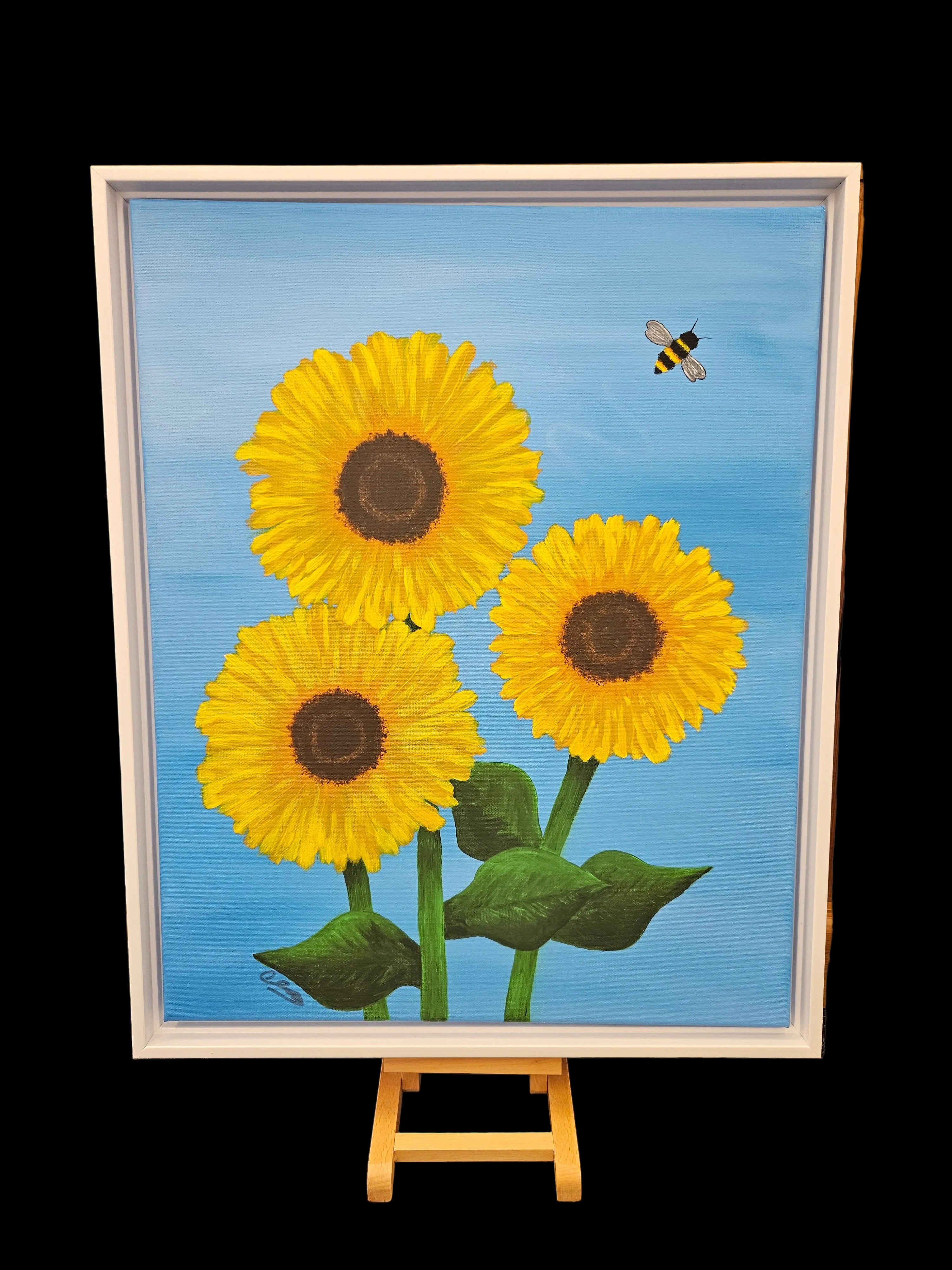 Framed Original Art On Canvas - Bee Happy