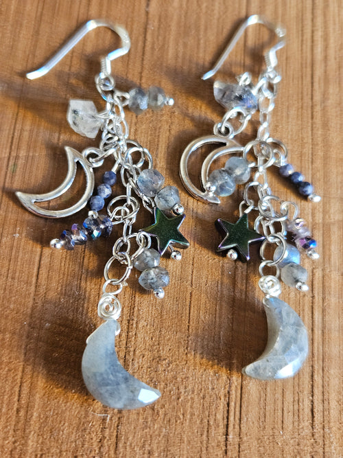 Celestial Night Sky Themed Chandelier Earrings