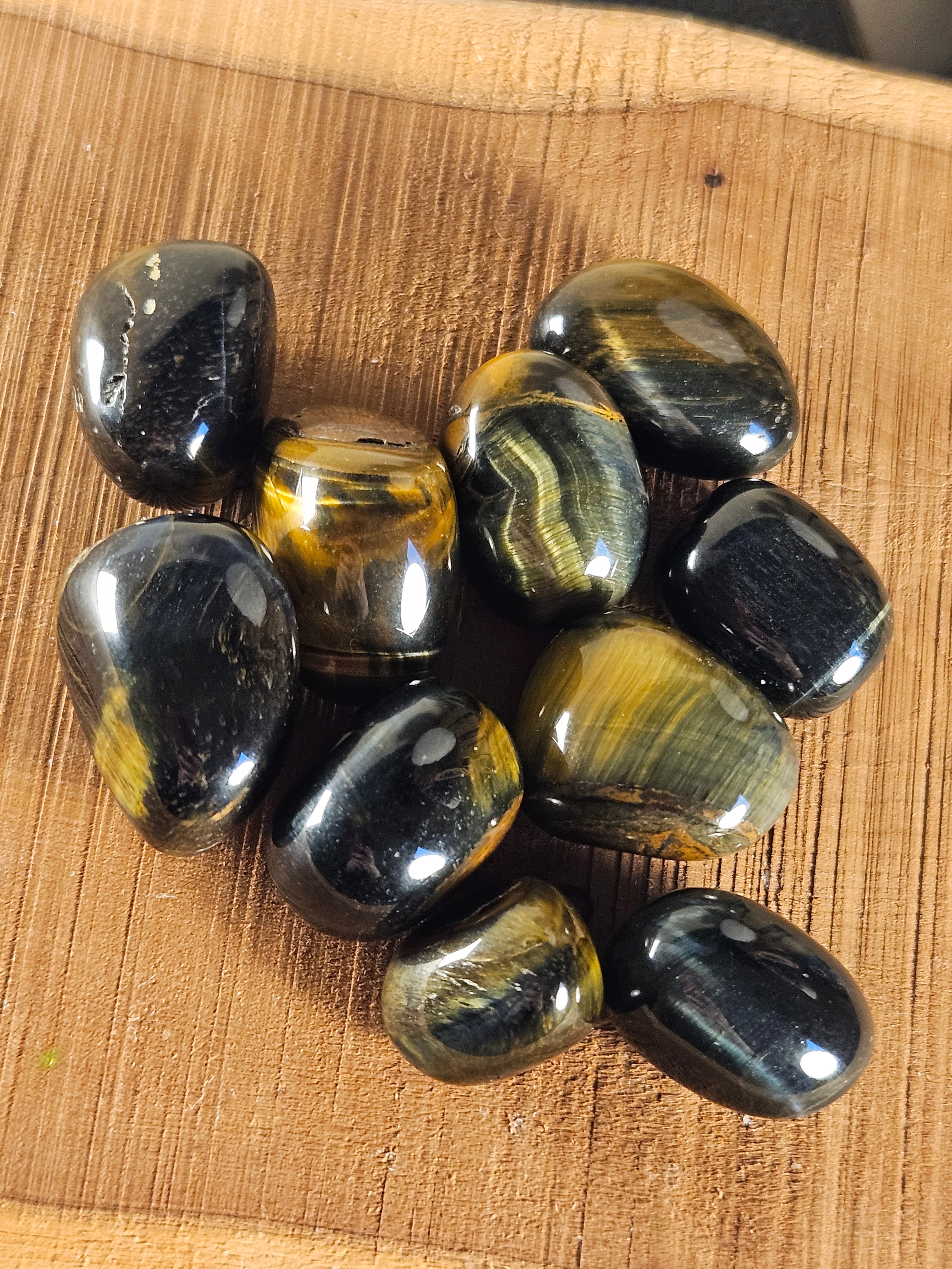Blue & Gold Tigers Eye tumble stones
