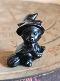 Black Obsidian Cat Witch Carving