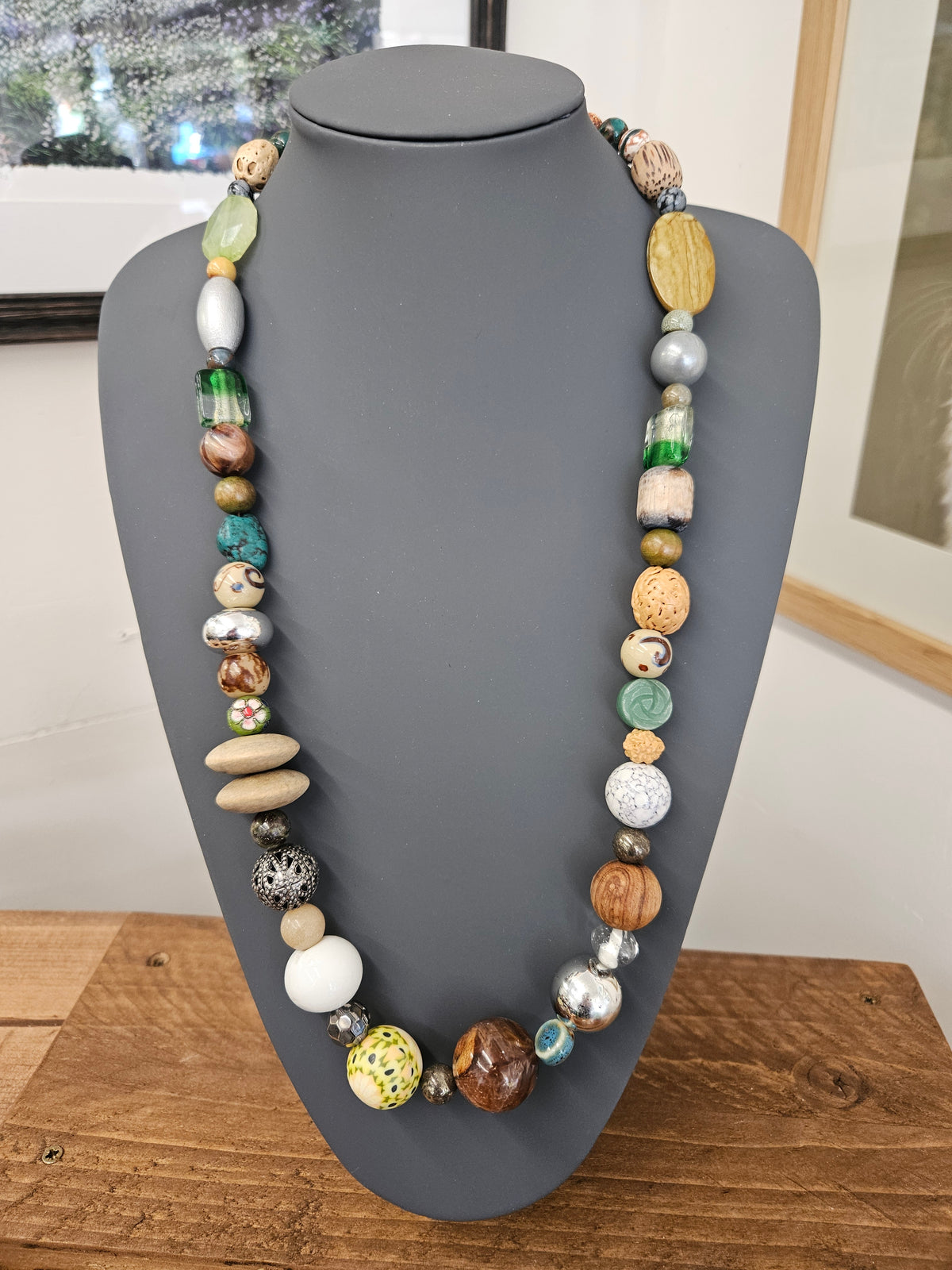 Bohemian Beaded Necklace | Stone, Glass, Wood & Nut Beads