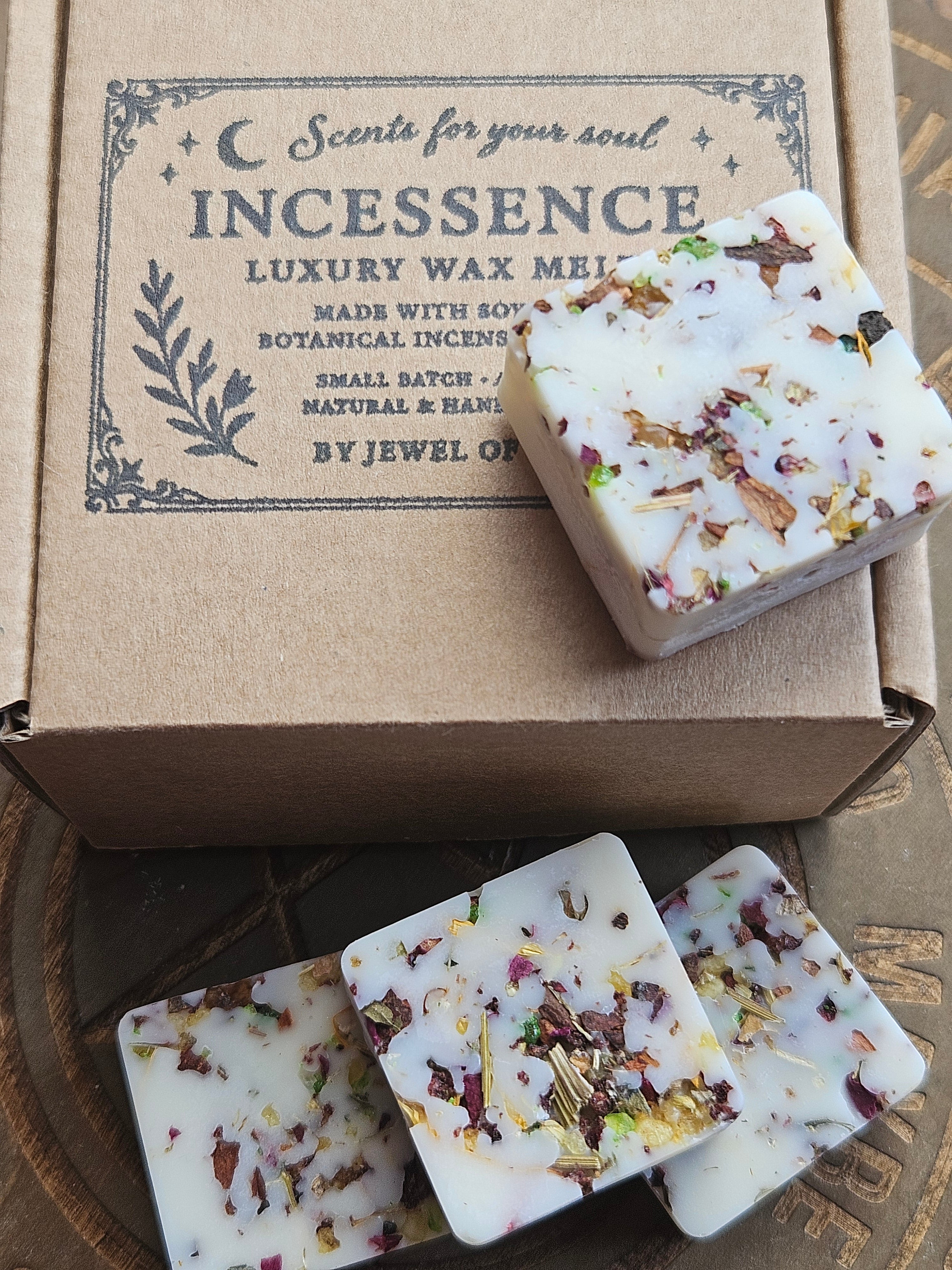 Handmade Lammas artisan soy wax melts with essential oils, botanicals and incense resin by Jewel Of Noo