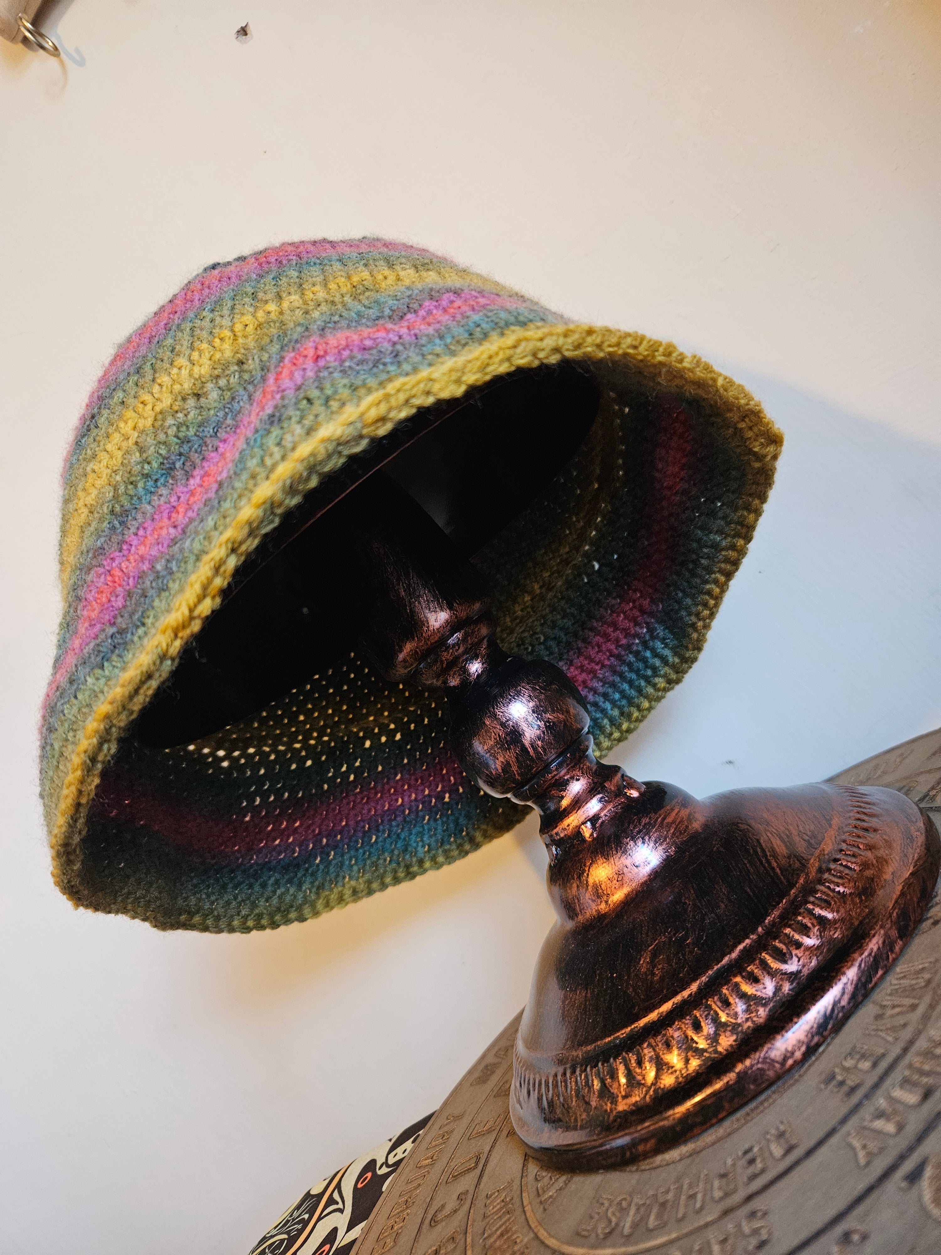 Crochet bucket hat bottom view