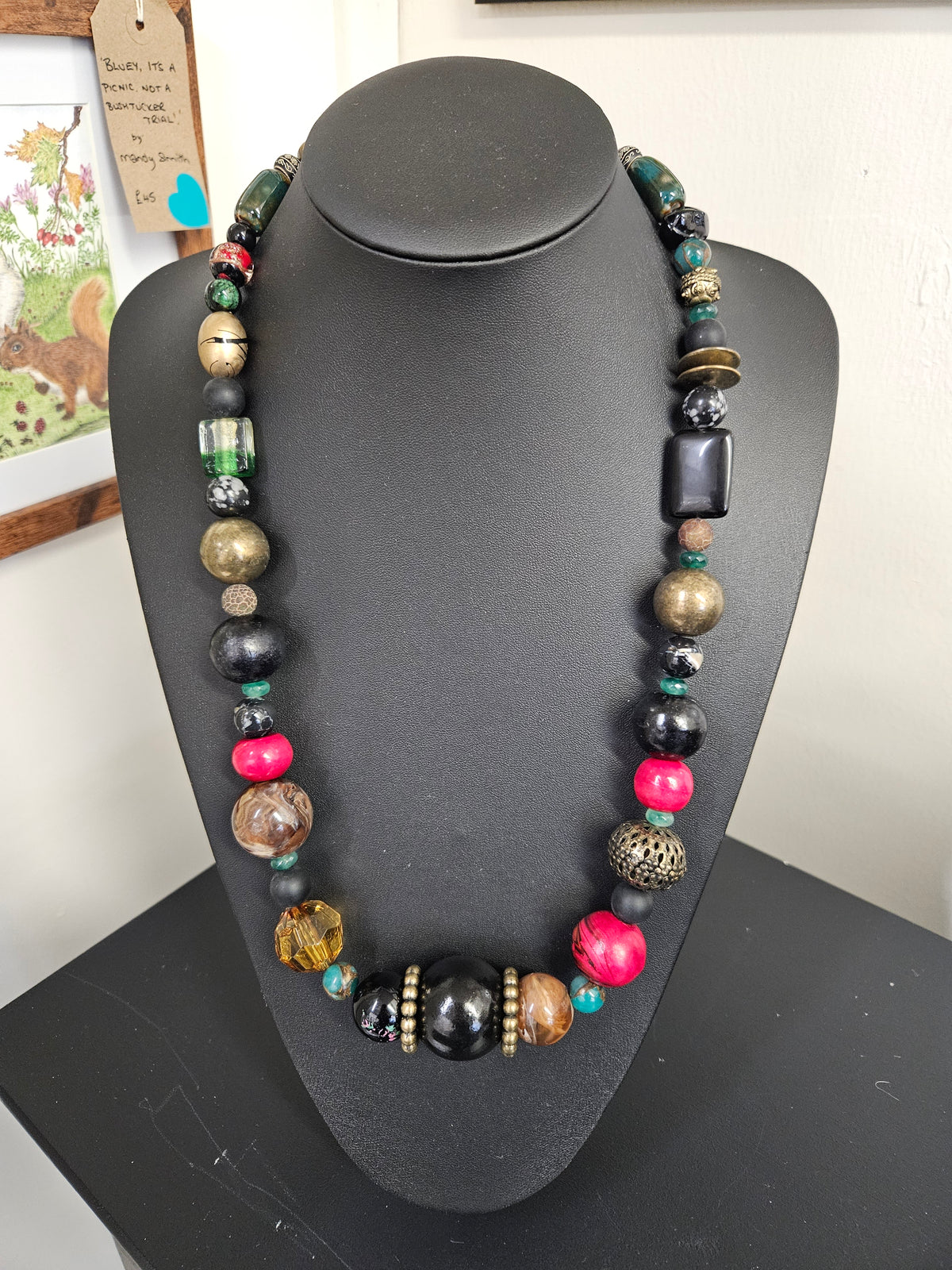 Bohemian Beaded Necklace | Stone, Glass, Wood & Nut Beads