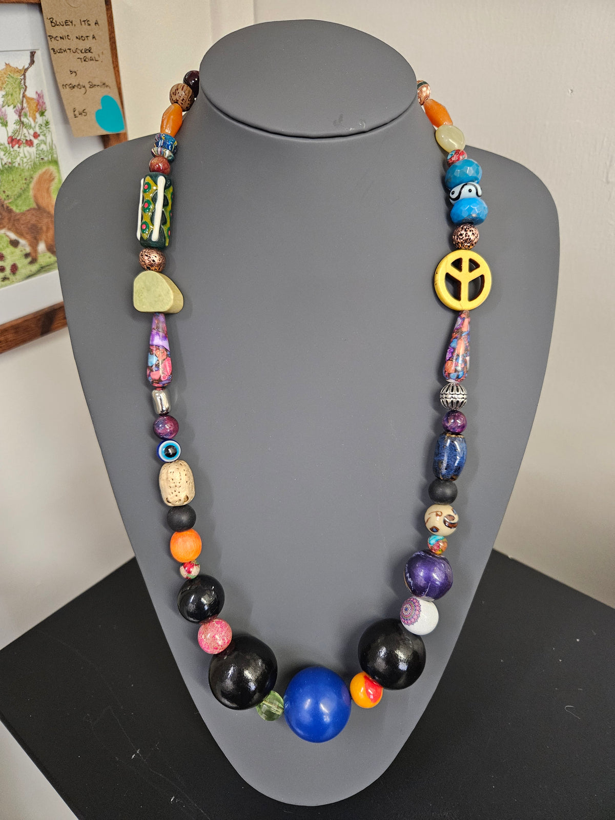 Bohemian Beaded Necklace | Stone, Glass, Wood & Nut Beads
