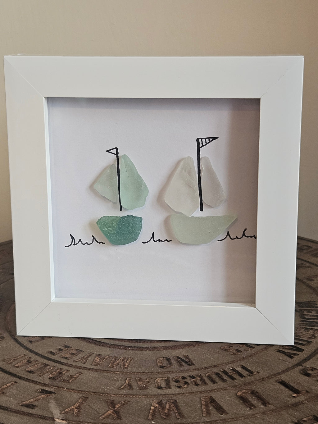 Sea Glass Art In Box Frame
