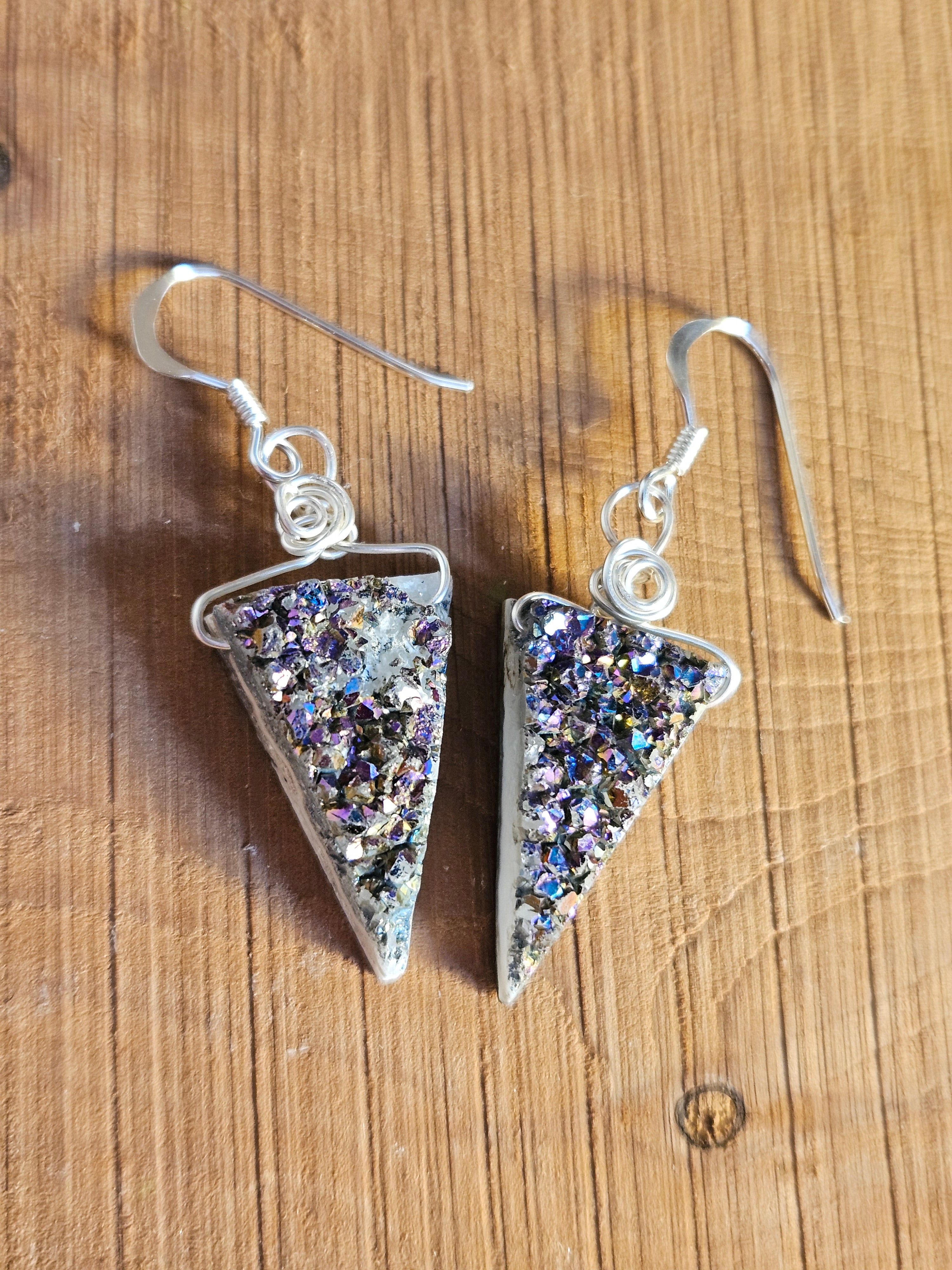 Purple Druzy Quartz Sterling Silver Earrings