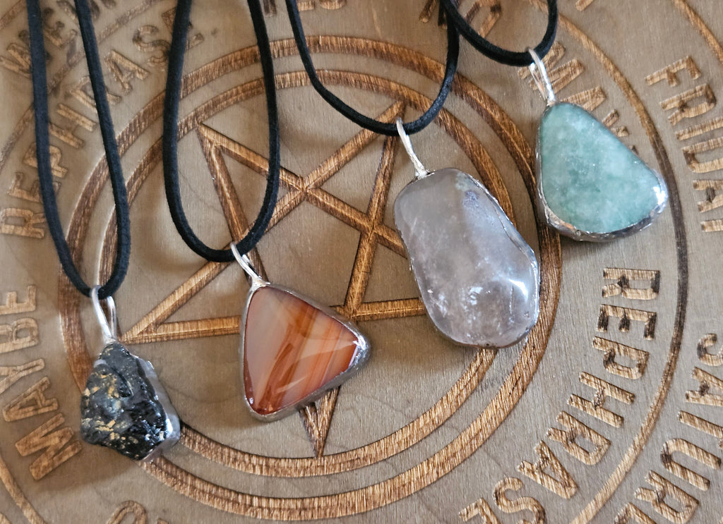 Simple Soldered Crystal Pendant Necklaces