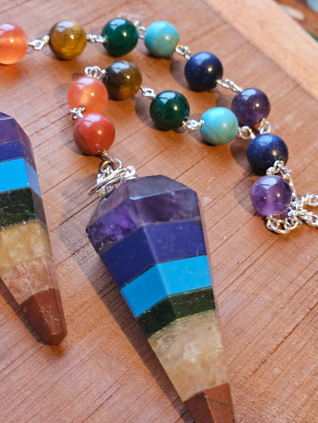 Close up of chakra pendulum