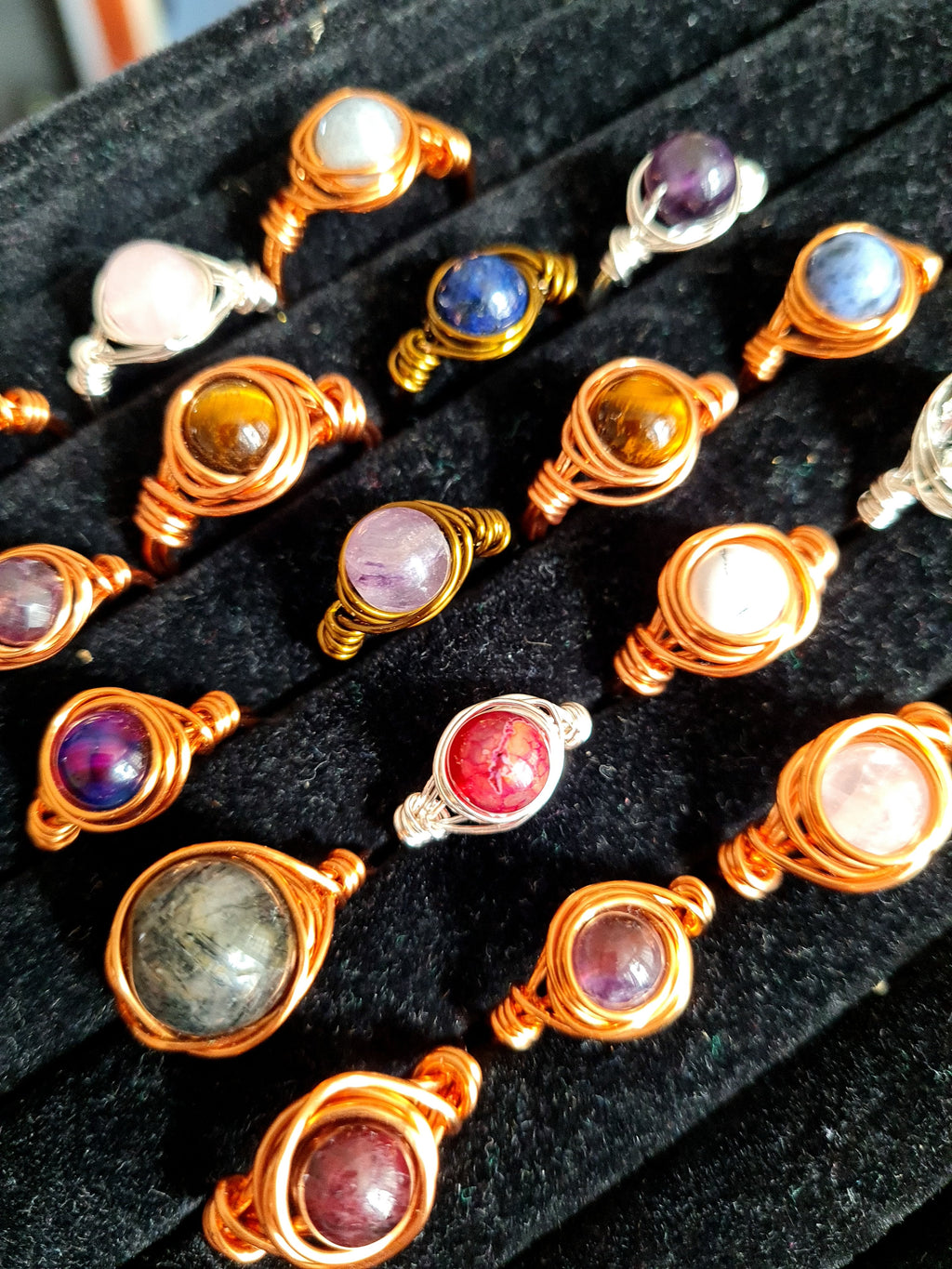 Wire Wrapped Gemstone Rings