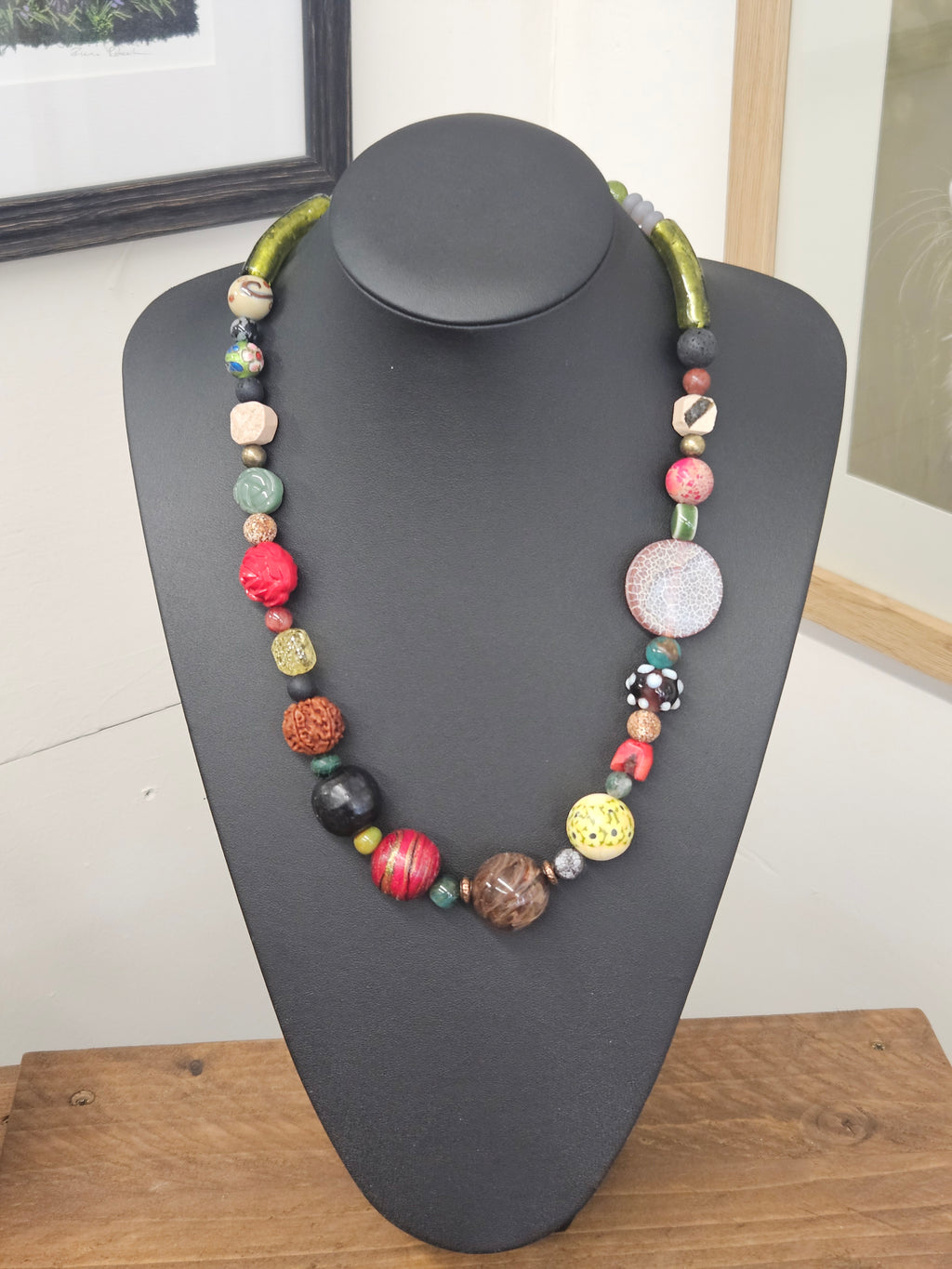 Bohemian Beaded Necklace | Stone, Glass, Wood & Nut Beads