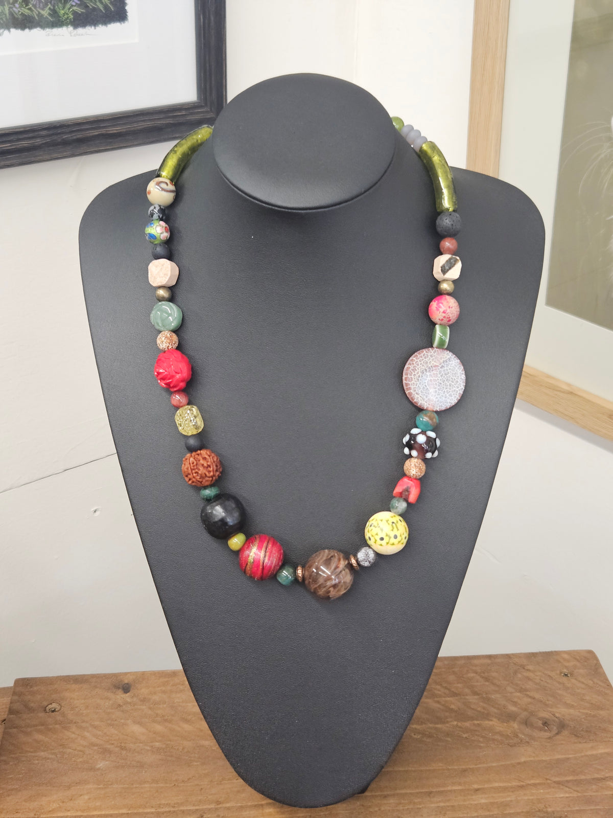 Bohemian Beaded Necklace | Stone, Glass, Wood & Nut Beads